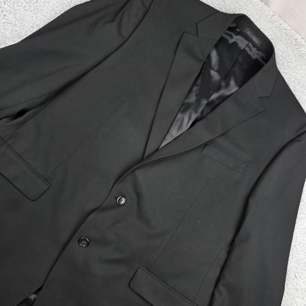 Chaps Mens Black Two Button Suit Jacket Blazer Notch Lapel Solid Formal Size